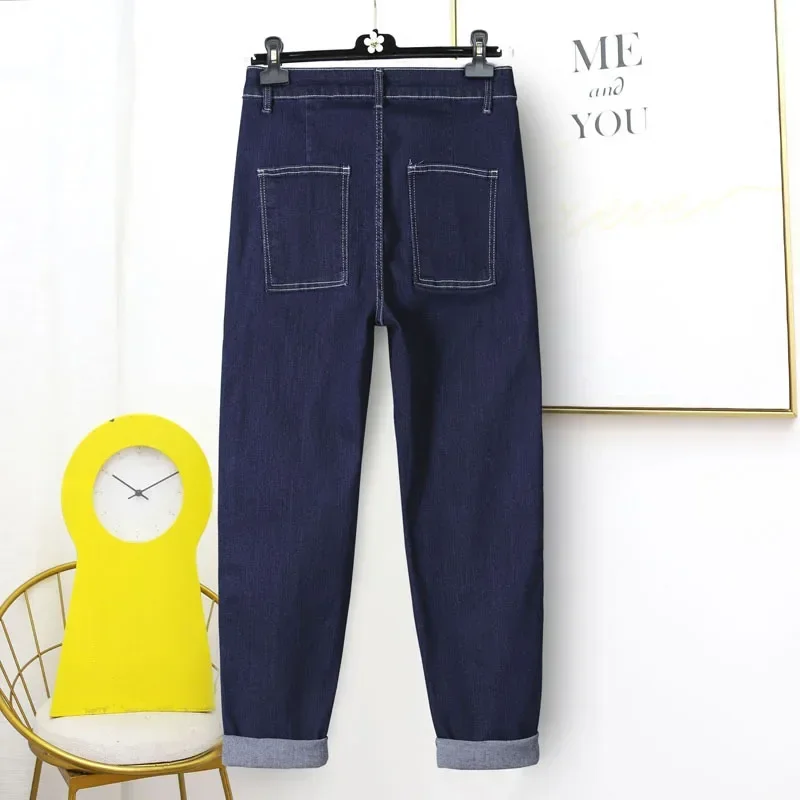 Summer Plus Size Jeans Woman High Waist Baggy Jeans for Women Large Size Mom Jeans Loose Ankle-Length Pants