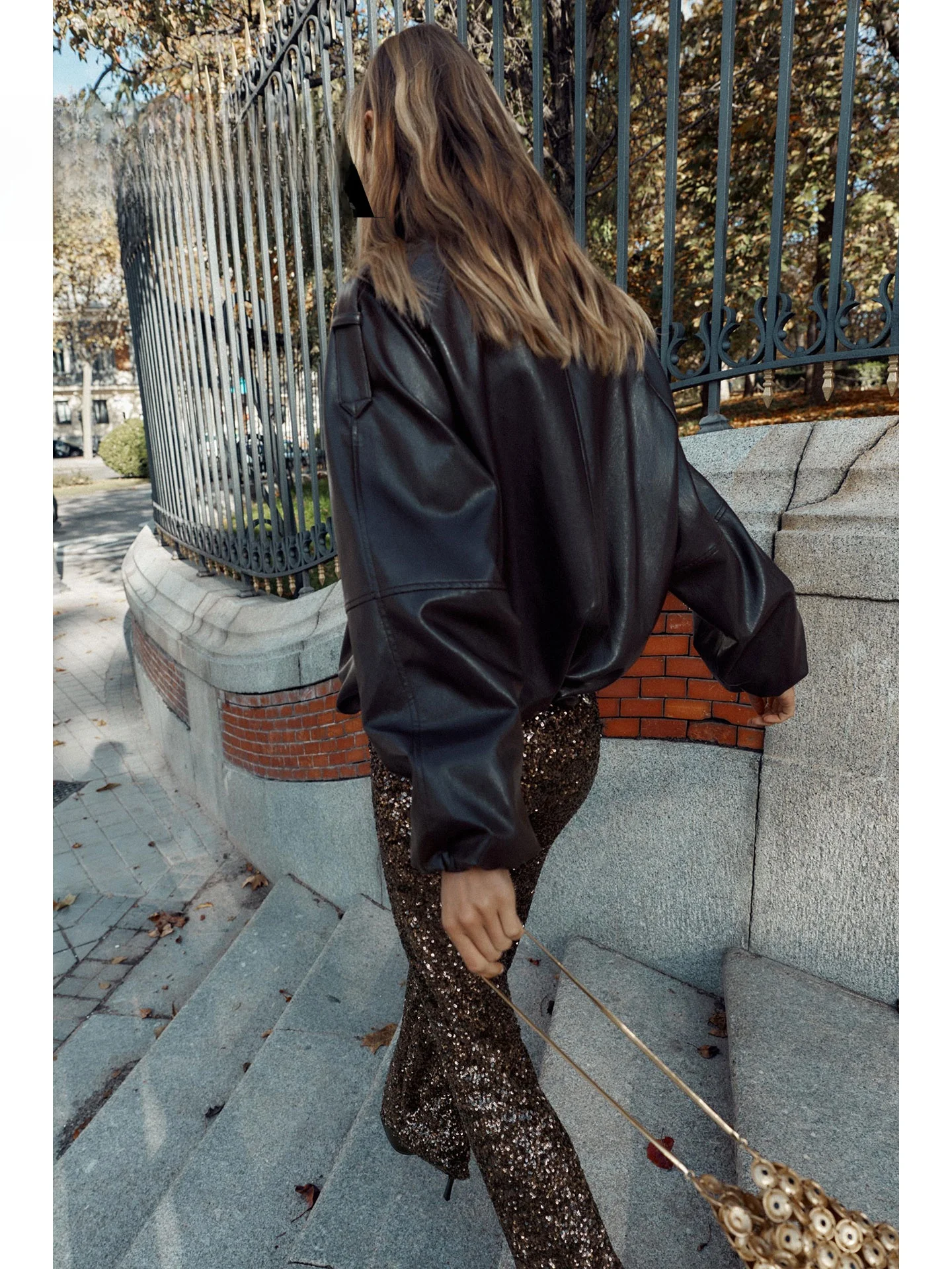 Spring 2026 American Sle Casual Loose Long Sve Faux Leather Stand Collar Jaet Women Slimming ort Outerwear