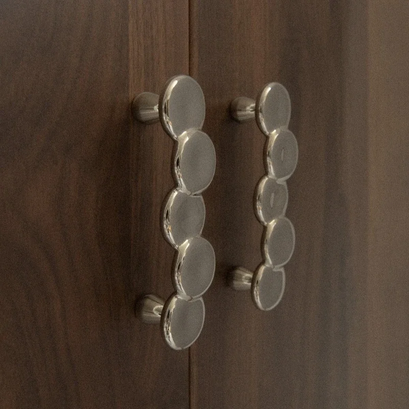 Modern Drawer Handles Solid Brass Nickel Silver Pebble Bead Cabinet Door Pulls for Wardrobe Kitchen Cupboard Furniture Hardware