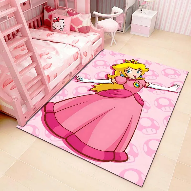 Super Mario Princess Peach Print Carpet Rug for Home Living Room Bedroom Sofa Doormat Decor Non-slip Floor Mat Girls Room Decor