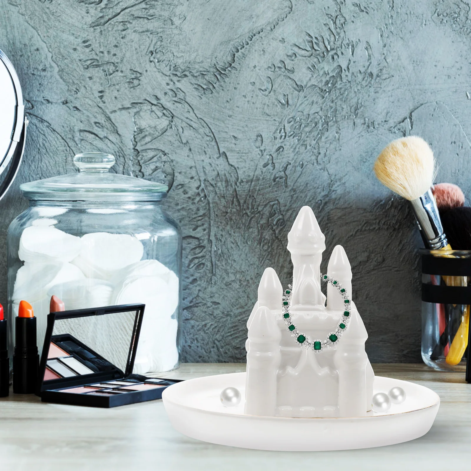 

Креативный стиль замка, керамический поднос для ювелирных изделий, декоративная тарелка для хранения колец, серег, ожерелий, аксессуаров