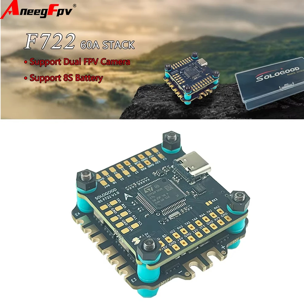 SoloGood 8S F722 60A Stack ICM42688P يدعم كاميرا FPV المزدوجة بطارية 8S 30.5X30.5mm 3-8S لطائرة بدون طيار FPV #1
