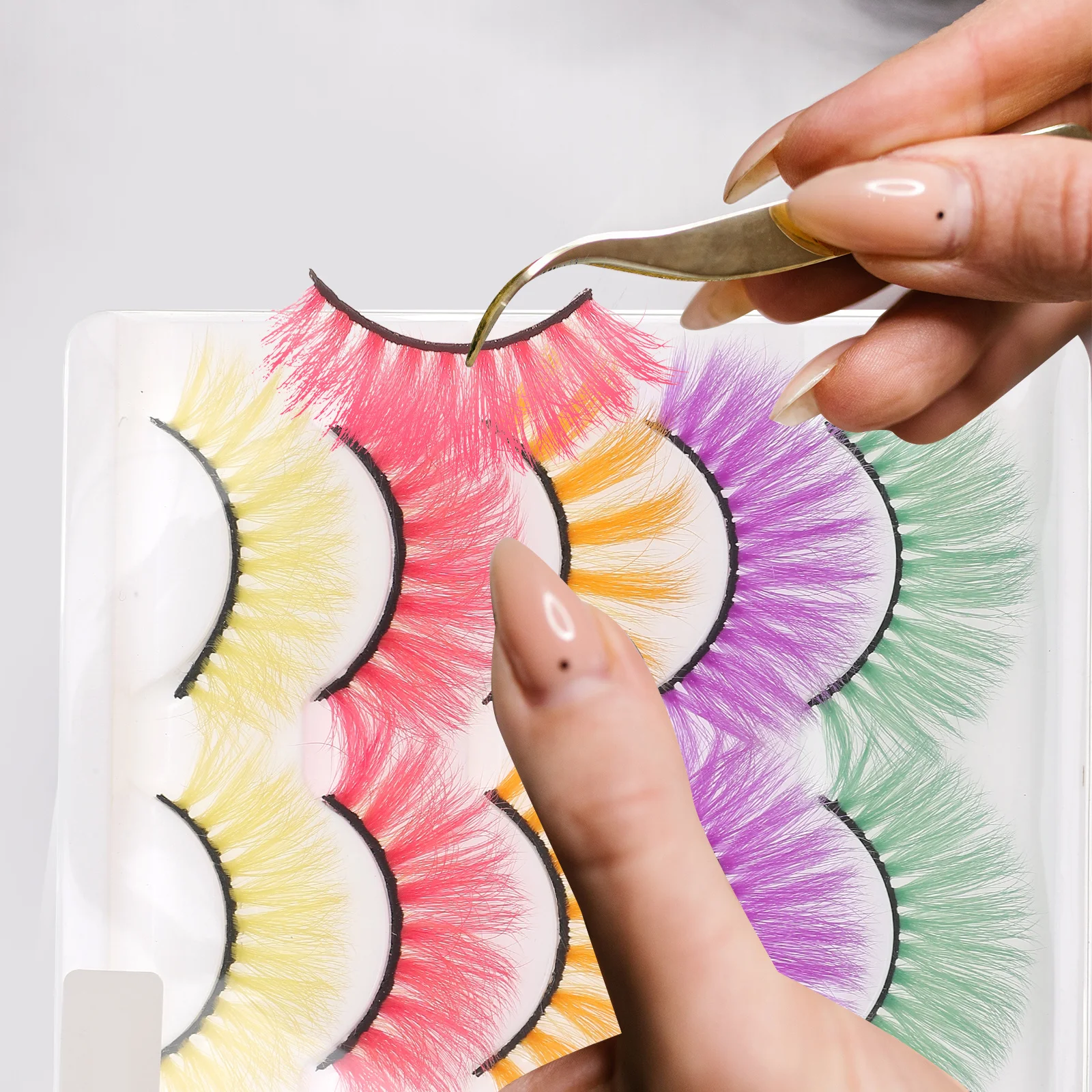 

5Pairs Colorful Fake Eyelashes False Lash Extensions Natural Eye Lashes Lashes Long Fake Lash for Dates