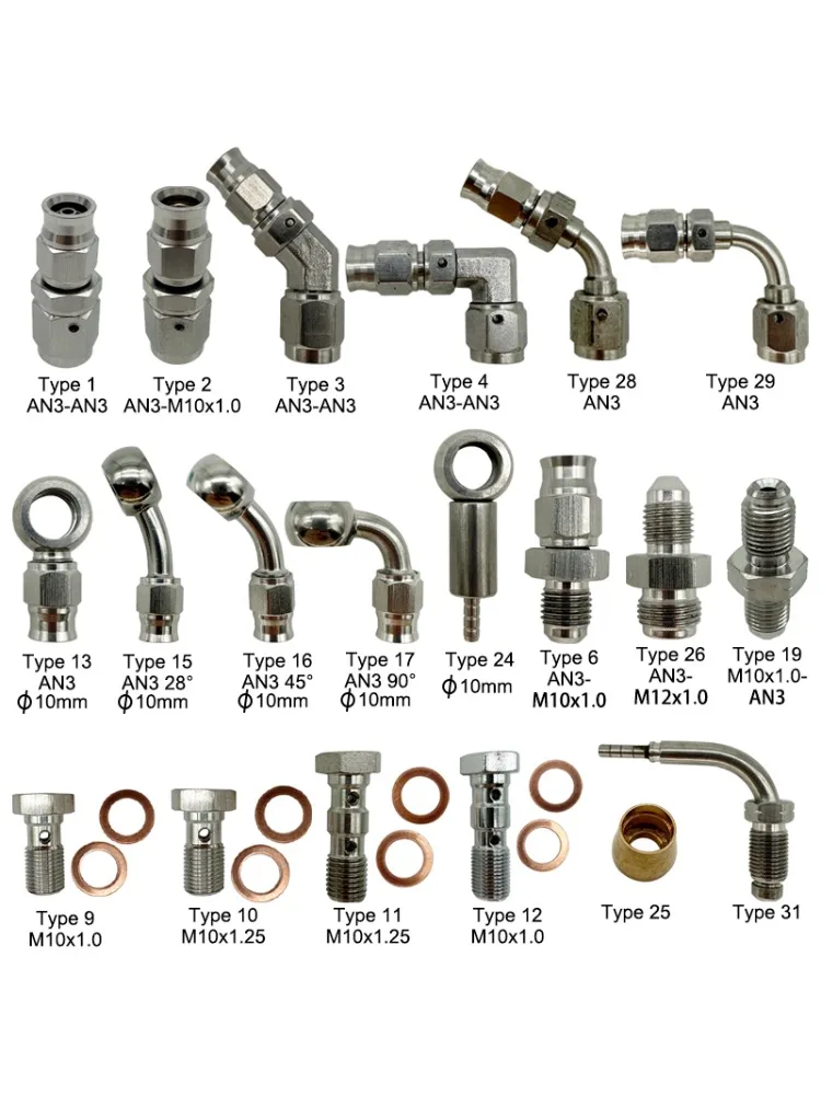 AliExpress Stainless Steel AN3 Motorcycle Motor Bike Hydraulic Brake Oil Hose Line Banjo Fitting 10MM 0/28/45/90° Brake Hose End Adapter