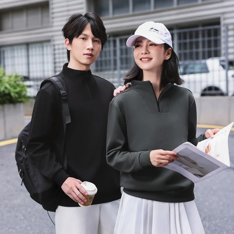 300g Spring Half Zipper Splicing Stand-up Neck Sweater Casual Comfortable Loose 4-color Hoodie Men's and Women's Same Hoodie