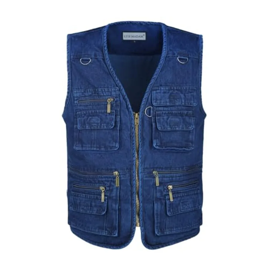 

Мужской джинсовый жилет с множеством карманов для отдыха, работы и рыбалки