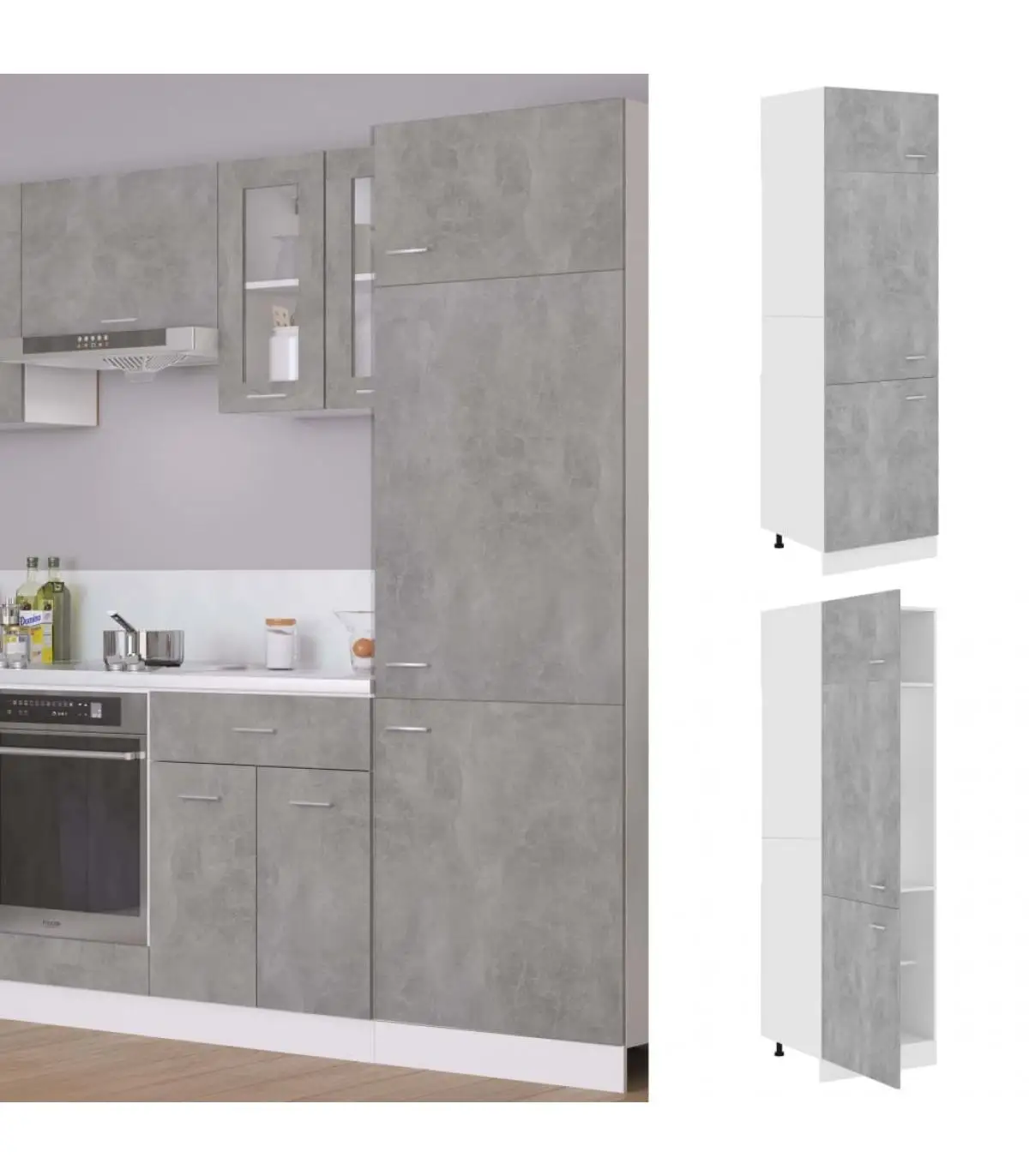 Kitchen cabinets refrigerator cabinet plywood concrete 60x57x207 cm