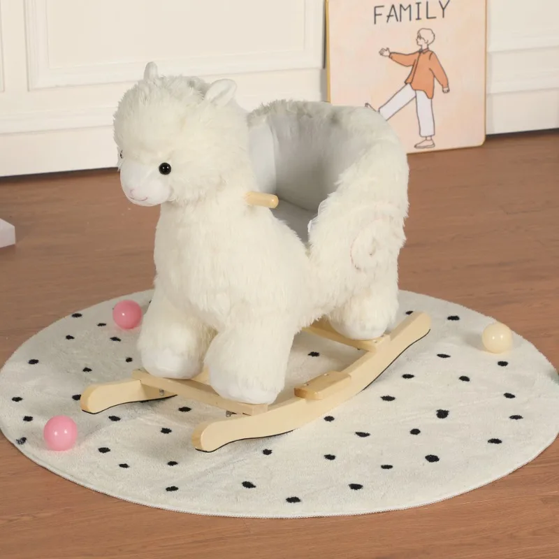 Jouet d'équitation en alpaga oscillant pour enfants, Joystick en peluche blanche, jouet d'équitation pour enfants, cadeau pour pépinière et salle de jeux
