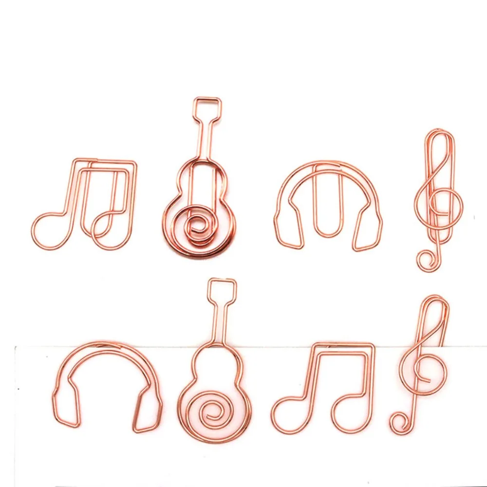 10pcs Metal Memo Music Note Paper Clips Clip-on Index Bookmark Metal Paper Clips Creative Guitar Creative Bookmark Clip School