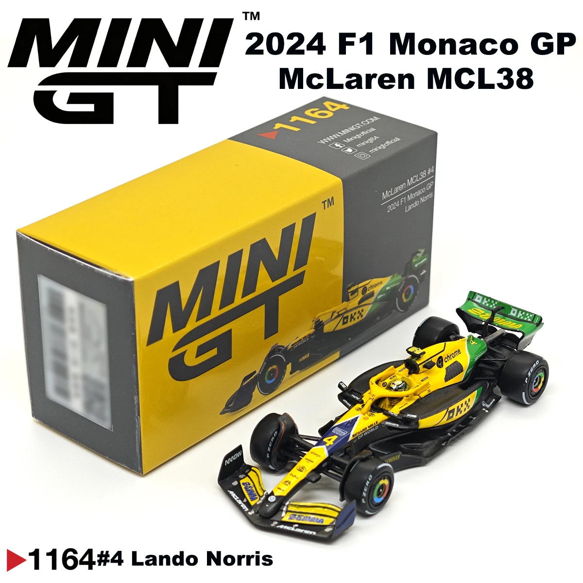 MiniGT 1164 Minigt 1165 1:64 McLaren MCL38 2024 F1 Monaco GP #4 Lando Norris #81 Oscar Piastri Collectible Model Vehicles