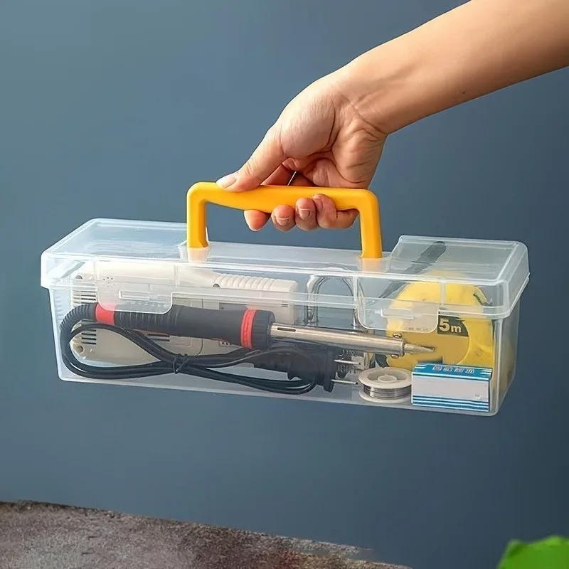 

Plastic Handheld Tool & Craft Storage Box with Lid - Portable Organizer Suitable for Screws, Nails, DIY Supplies