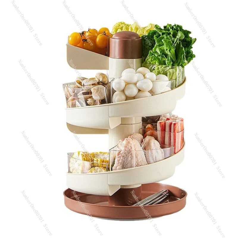 Rotating Hot Pot Serving Tray, Multi-Layer Vegetable Platter & Kitchen Prep Organizer