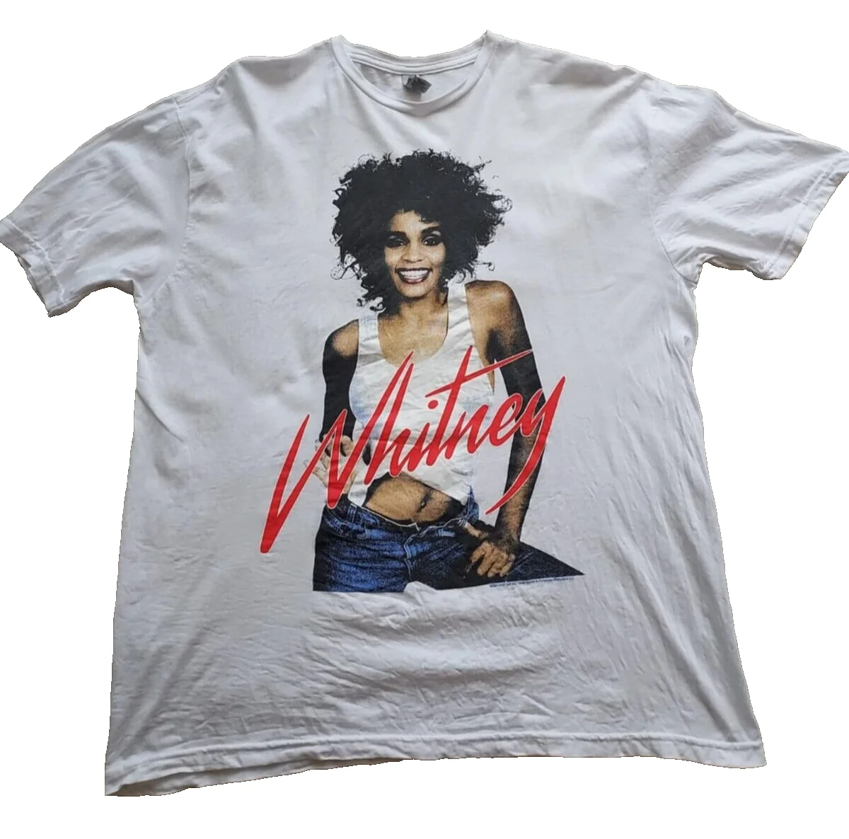 2021 Whitney Houston Men\'s Large  Print T-shirt GILDAN Softstyle Tag