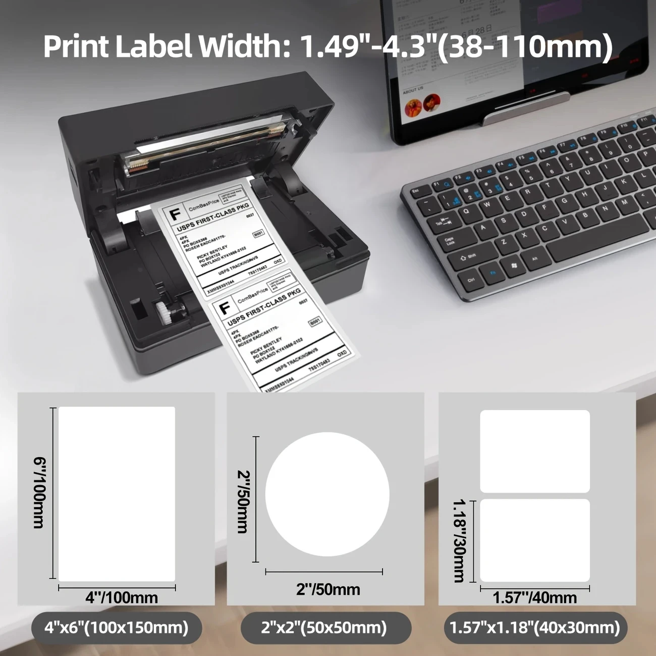 Marklife Thermal Label Printer Bluetooth-compatible Shipping Label Printer 4X6inch Compatible with iPhone Android Window D100