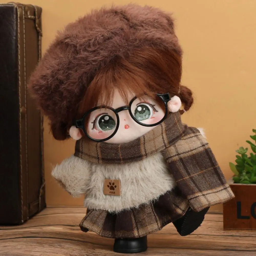 

Autumn Winter Doll Lovely Princess Dresses Handmark with Scarf Hat Skirt Pants Decoration British Style for 10/20cm Cotton Doll