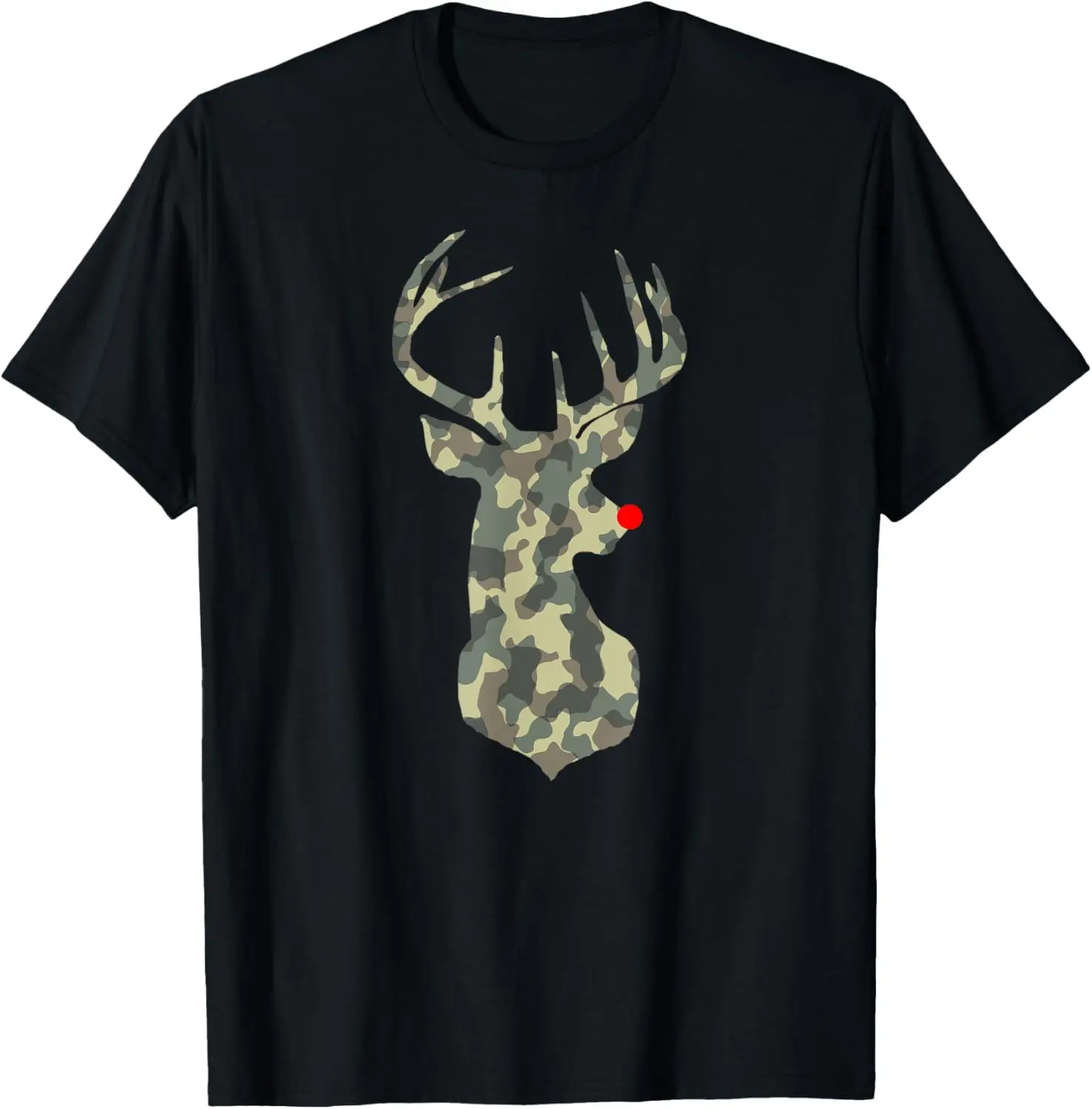 Christmas Holiday Rudolf Reindeer Red Nose camo hunting T-Shirt