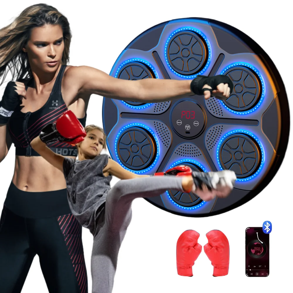 Smart Music Boxing Machine Bluetooth Boxing Machine Wall Mounted with Adult/Child Gloves ,Workout Machine For Home,40cm 15.75in