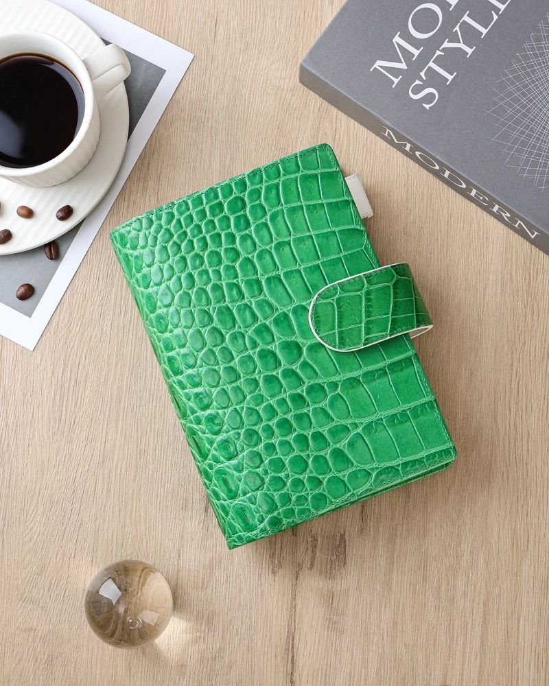 Smartfee Personal Budget Planner A6 planer Binders Crocodile Pattern and Soft Nappa Genuine Leather Organizer Notebook Agenda