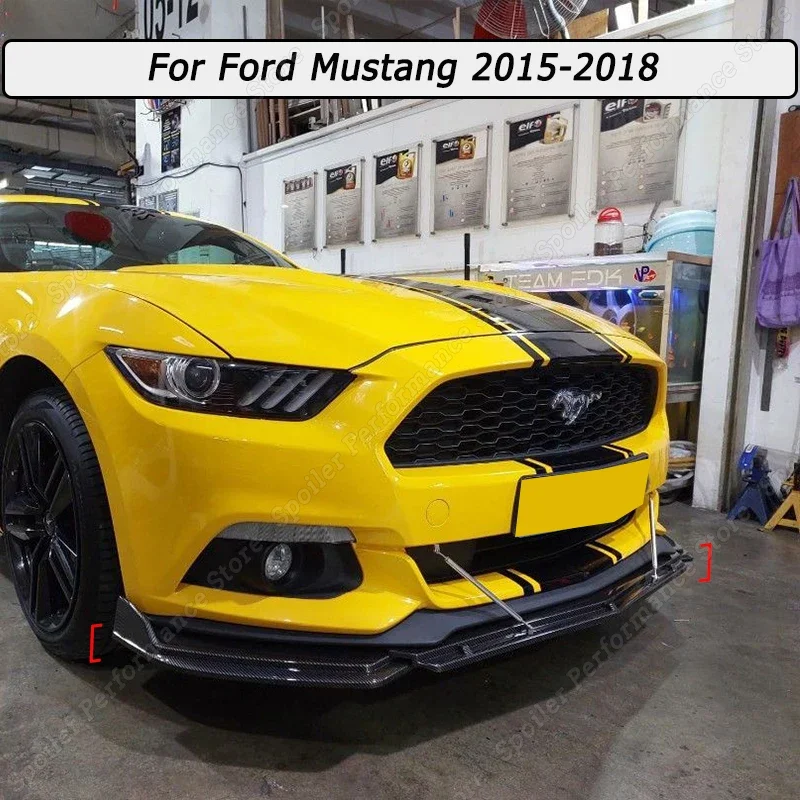 

Front Bumper Splitter Lip Canard Diffuser Spoiler Original Black/Carbon Look ABS Body Kit Accessories For Ford Mustang 2015-2018