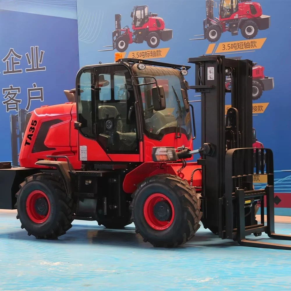Wholesale EPA Euro 5 Engine 3.5 Ton Mini All Terrain Forklift 4WD Forklift Custom 5 Ton 6 Ton Outdoor Off Road Forklift