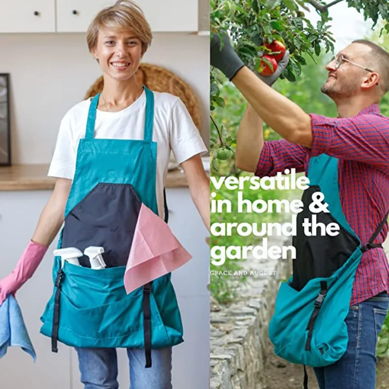 Garden Picking Apron Multi Functional Gardening Agriculture Fruit Picking Canvas Apron Suitable for Women/Men Waterproof Apron