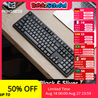 Monsgeek MX108 Black & Silver Mechanical Keyboard & Mouse Combo Full-size Business Wireless Keyboard  Mouse Set