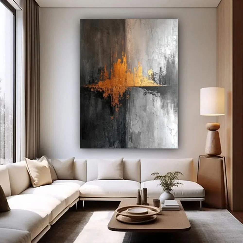 

100% hand drawn gray abstract oil painting original wall painting home living room decoration paint interior aesthetics