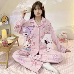 Sanrio Hello Kitty autumn new women's pajamas long-sleeved cotton suit cartoon cute Kulomi loungewear