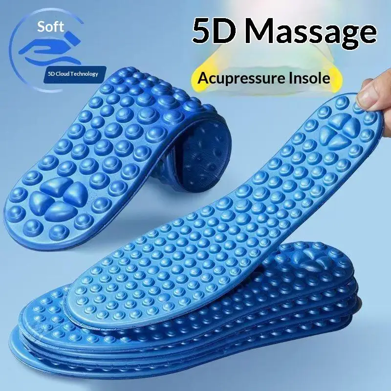 1 Pair Full Palm Acupoint Massage 5D Massage Insole Men's And Women's Foot Health Relieve Foot Fatigue Soft Sports Casual Shoes
