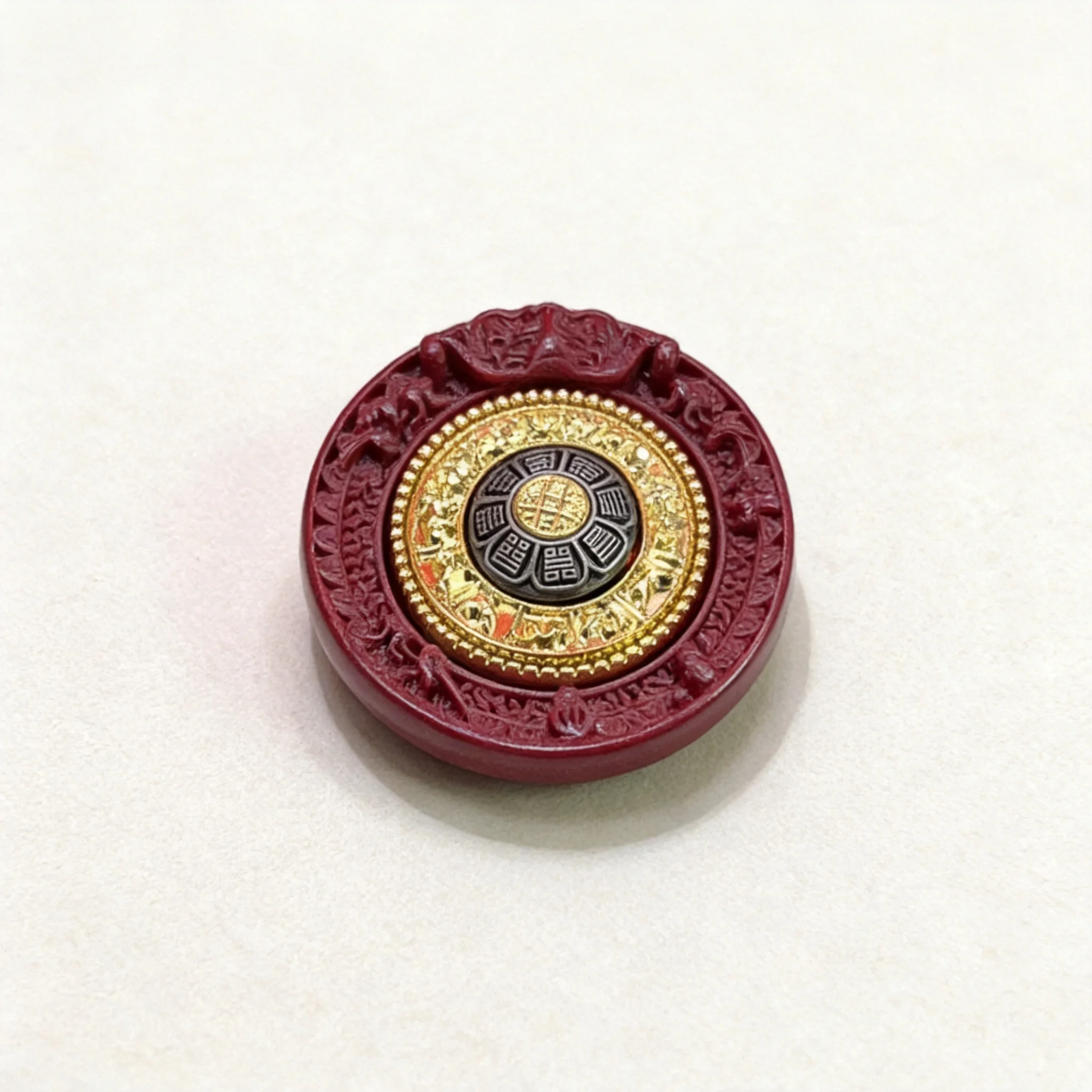 Chinese Style Lucky Cinnabar Rotatable Nine Palaces Bagua Pendant Tibetan Eight Treasures Compass Unisex Necklace Blessing Wealt