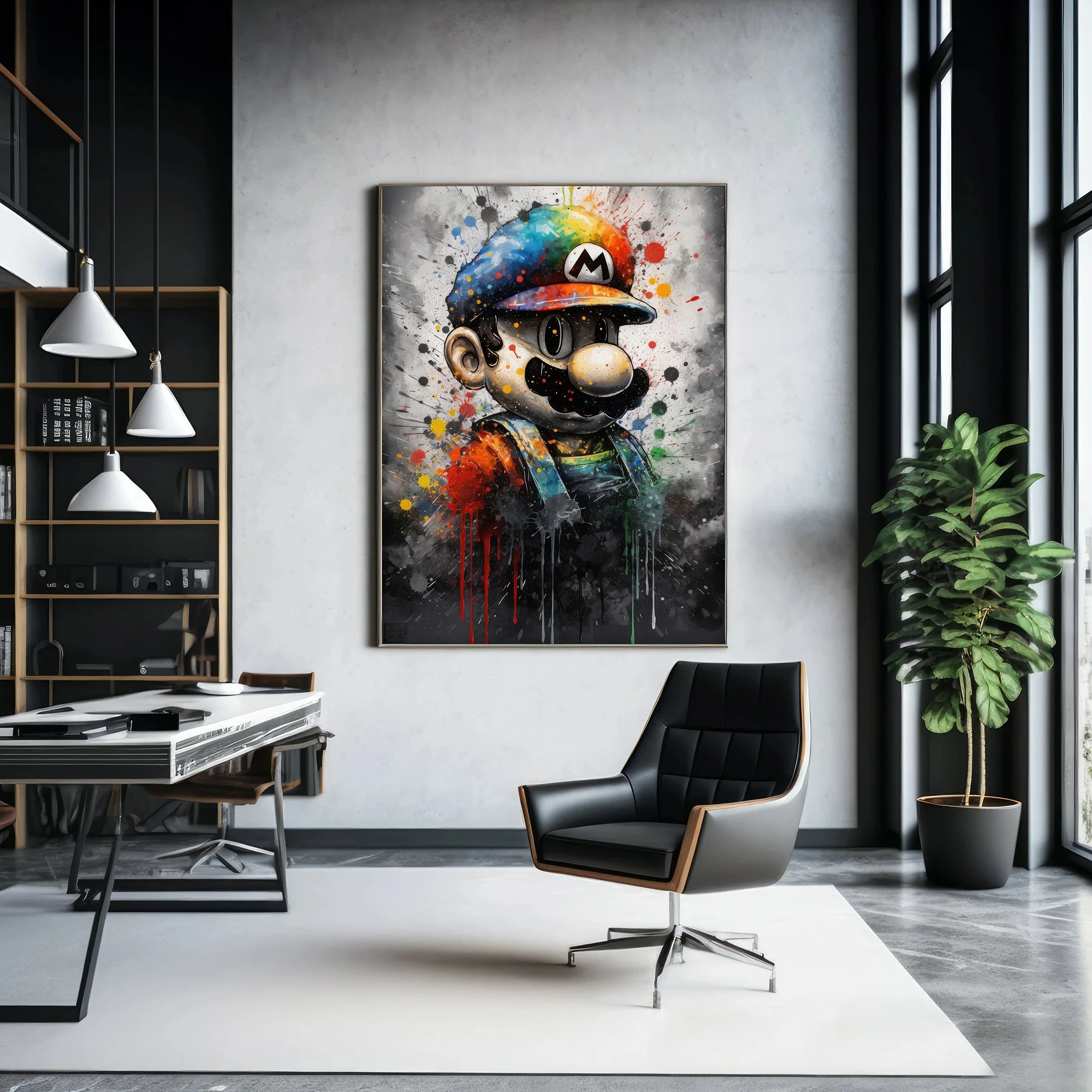 

Super Mario Watercolor Poster Ink Art Style Canvas Print Iconic Game Wall Art Fan Art Home Decor Boys Gift For Bedroom Playroom