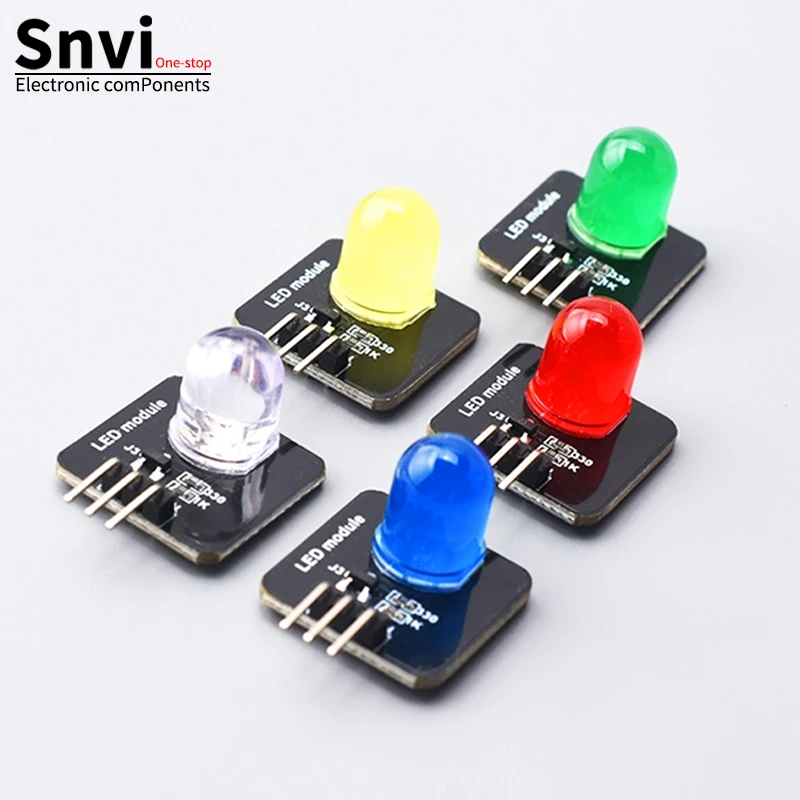 DC 3.3V-5V 10mm Luminous LED Module LED Light Sensor Indicator Light Light-emitting Module for Arduino Microcontroller Control