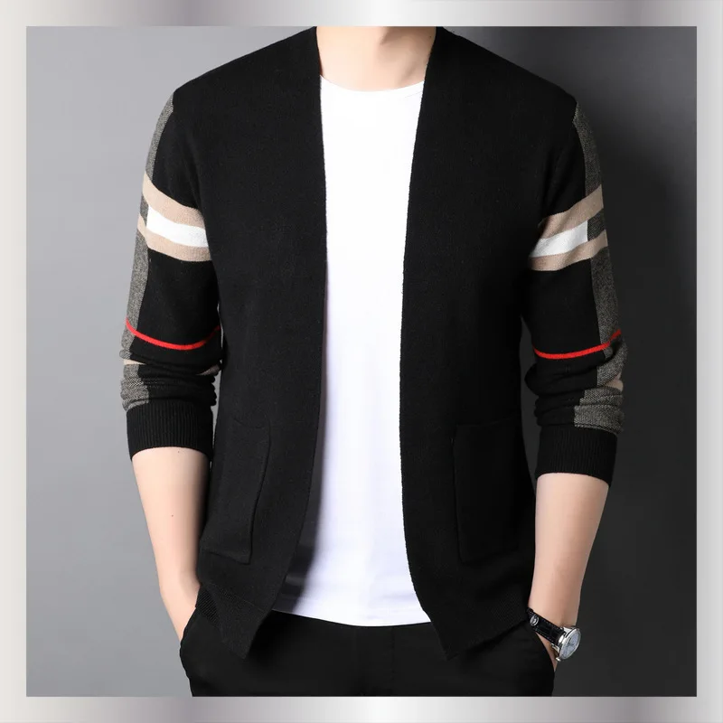 

DY Men 2024 Autumn New Casual Jacquard Half Zip Polo Cardigan Jacket Winter Long Sleeve Mock Neck Sweater Business Casual