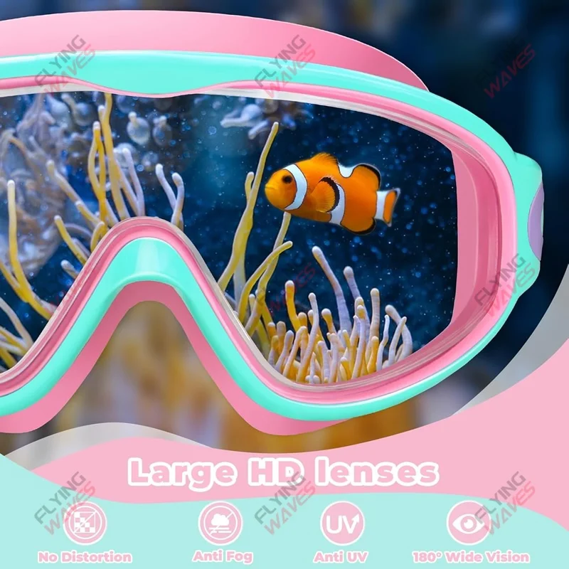 الملونة الاطفال نظارات السباحة رؤية واسعة المضادة للأشعة فوق البنفسجية المضادة للضباب لا تسرب بركة السباحة اكسسوارات للبنين بنات الشباب طفل سن 3-15