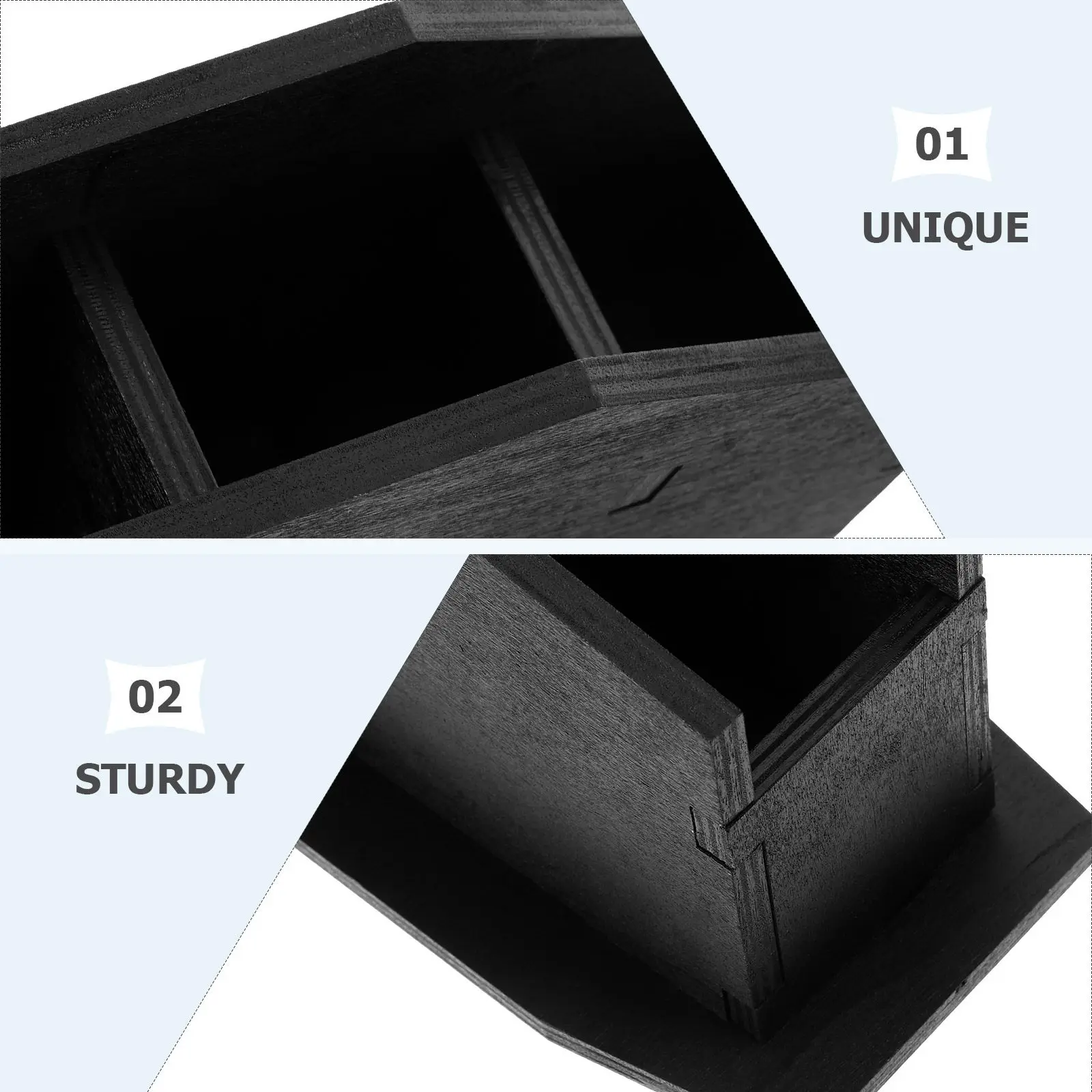 Wood Gothic Coffin Pen Holder Unique Makeup Brush Organizer Desktop Stationery Storage Holder Halloween Decoration
