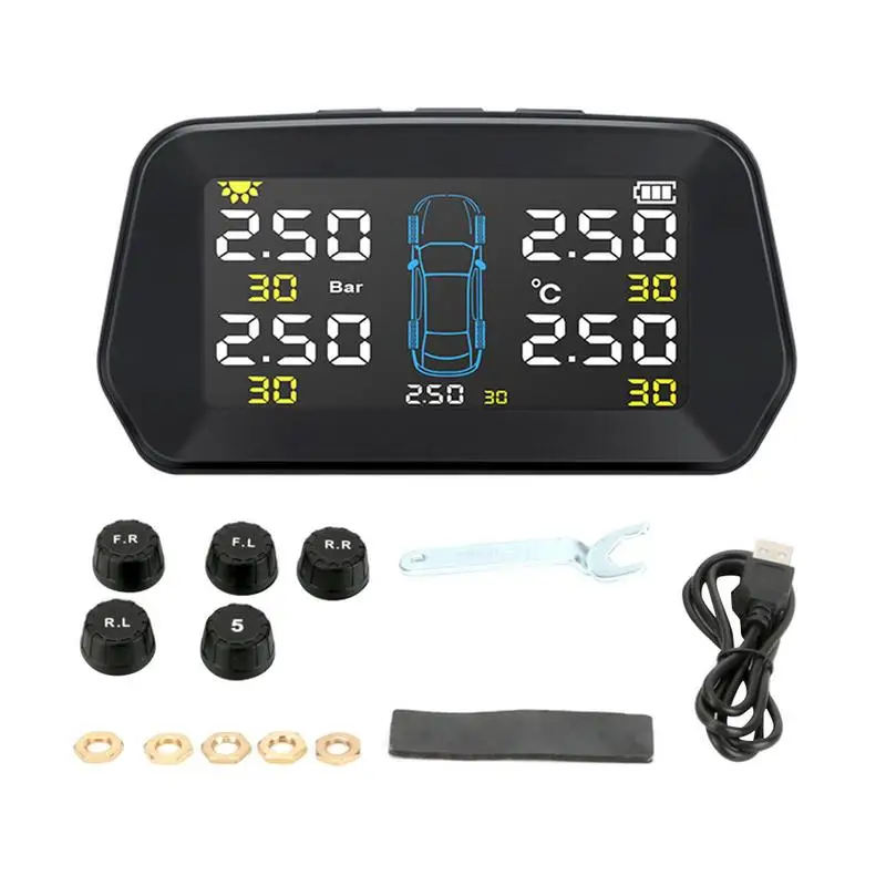 Rv Tire Pressure Monitoring System Wireless Solar Rv TPMS With Large LCD Display Rv Tire Pressure Monitoring System Tyre