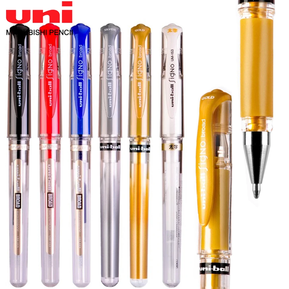 6pcs Japan UNI 1.0mm Gel Pens UM-153 Smooth Non-smudge High-gloss White Pen Wedding Meeting Signature Art Supplies Stationery