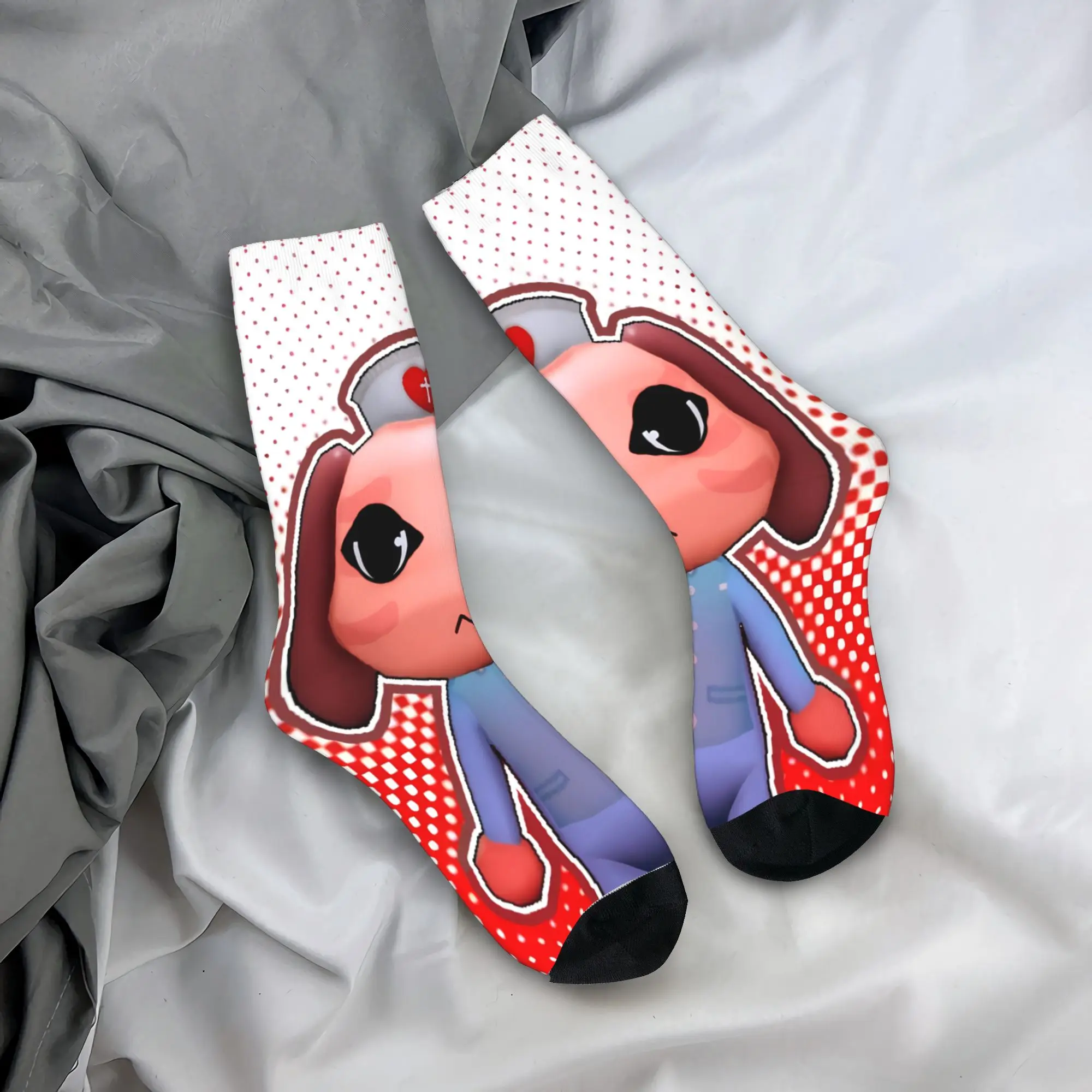 Animal Hospital Nurse Dog Red Manga Stockings  Pattern Funny Socks Autumn Anti Slip Socks Couple Skateboard Warm Soft Socks