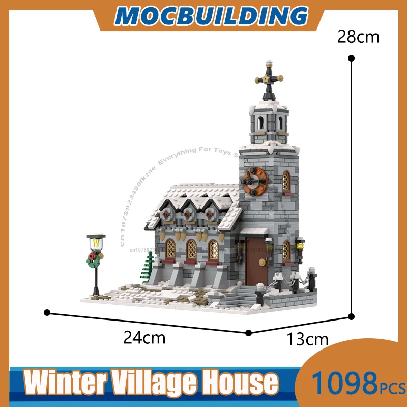 Pueblo de invierno casa de temporada modelo MOC bloques de construcción DIY montar ladrillos colección exhibición juguetes creativos de Navidad regalos 1098 Uds