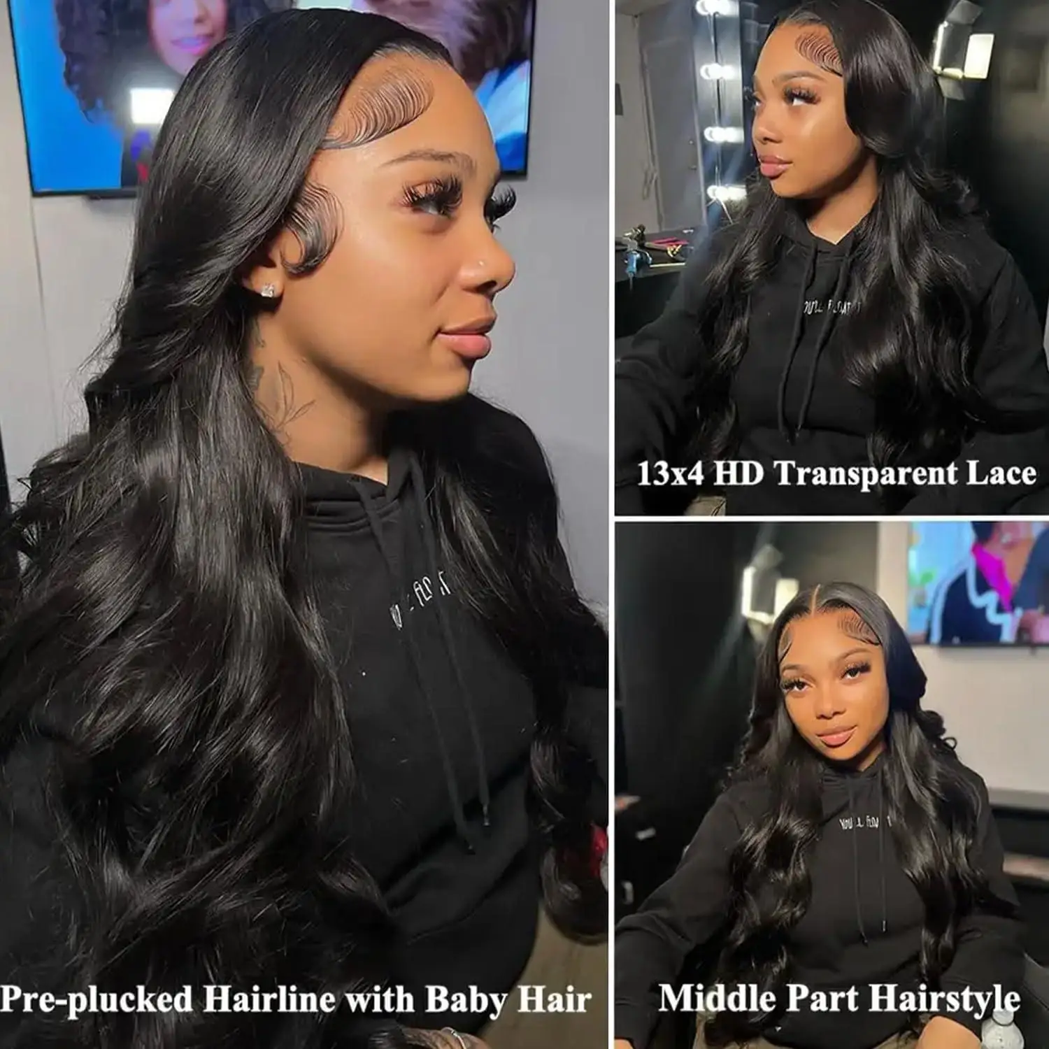 13x4 13X6 HD الدانتيل الباروكة الأمامية الطبيعية الأسود الجسم موجة خصلات الشعر المستعار الإنسان قبل قطعها Hd الدانتيل الشفاف شعر مستعار أمامي