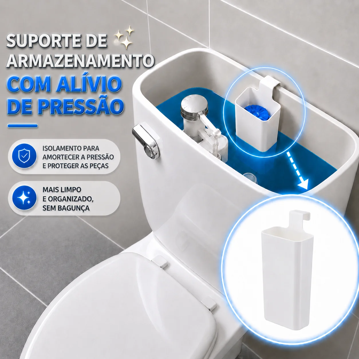Toilet Solid Dispenser-Tank Replacement Part,Toilet Bowl Cleaner Buffer Box,Hanging Slow-Release Dispenser,Extends Cleaning