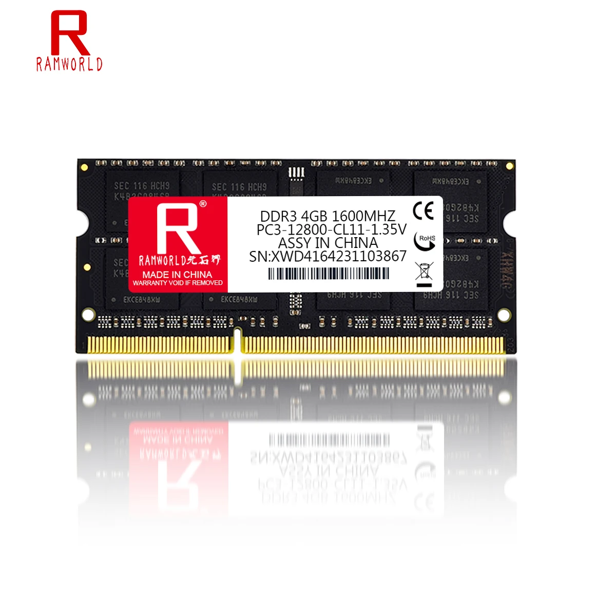 

RAMWORLD DDR3 RAM 4GB 1600MHz Laptop Memoria Ram PC3 CL11 1.35V 12800 240Pin Notebook SODIMM Memory RAM