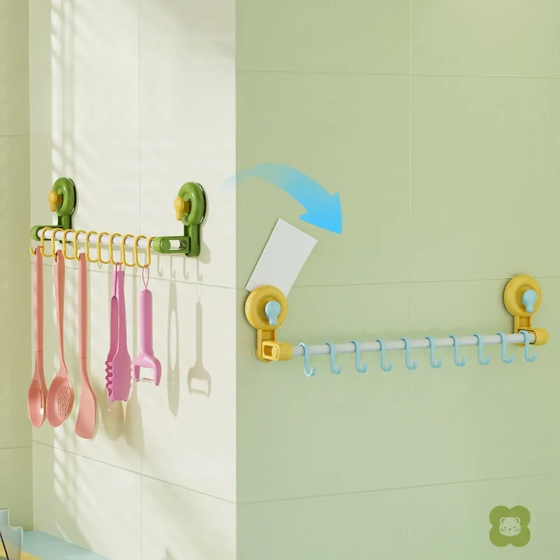 Dopamine Track Hook Suction Cup Kitchen Cabinet Door Invisible Hook Freely Adjustable Suction Cup with Row Hook