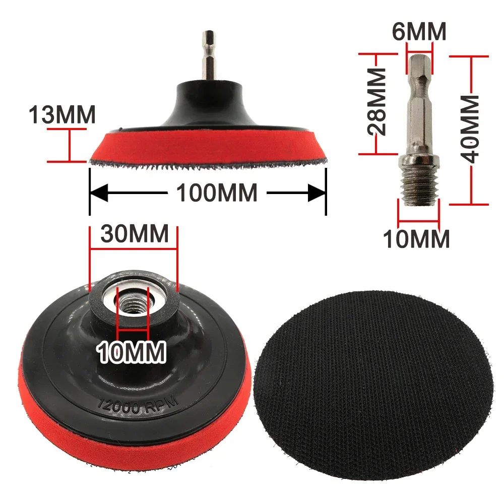 Imagem -05 - Discos de Lixar para Polimento de Moagem Polimento Pad M10 Kit Adaptador Broca Ferramentas Abrasivas Lixa Moedor 4in 60240 Grit 12 Pcs por Conjunto