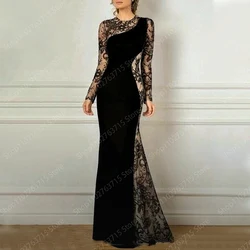 customized Black Long Evening Dresses for Women Lace Floor-Length Mermaid Prom Party Wedding Gala Dress Special Events Maxi 2024