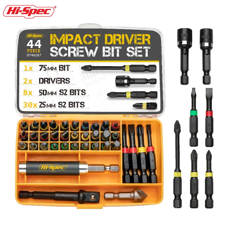 Hi-Spec 44pcs Screwdriver Drill Driver Bits Sets Non-Slip Impact Torsion Driver Impact Duty Bits S2 Electric Screwdriver Bits