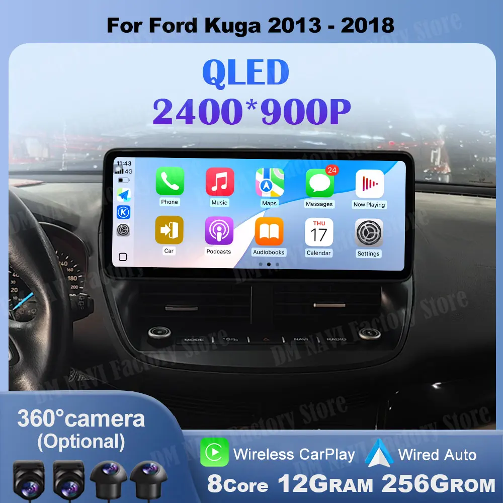 

Android 14 For Ford Kuga 2013 - 2018 Navigation GPS Car Auto Radio DSP Stereo Car Multimedia Player QLED 12.3inch Screen NO DVD
