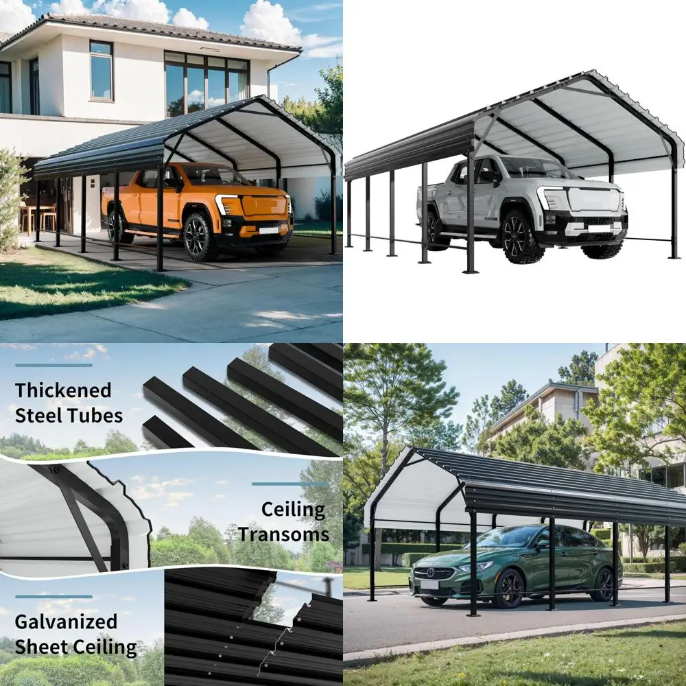 12x20 ft metal carport, enhanced base oversized garage carports,outdoor galvanized shelter,heavy duty carport canopy with steel
