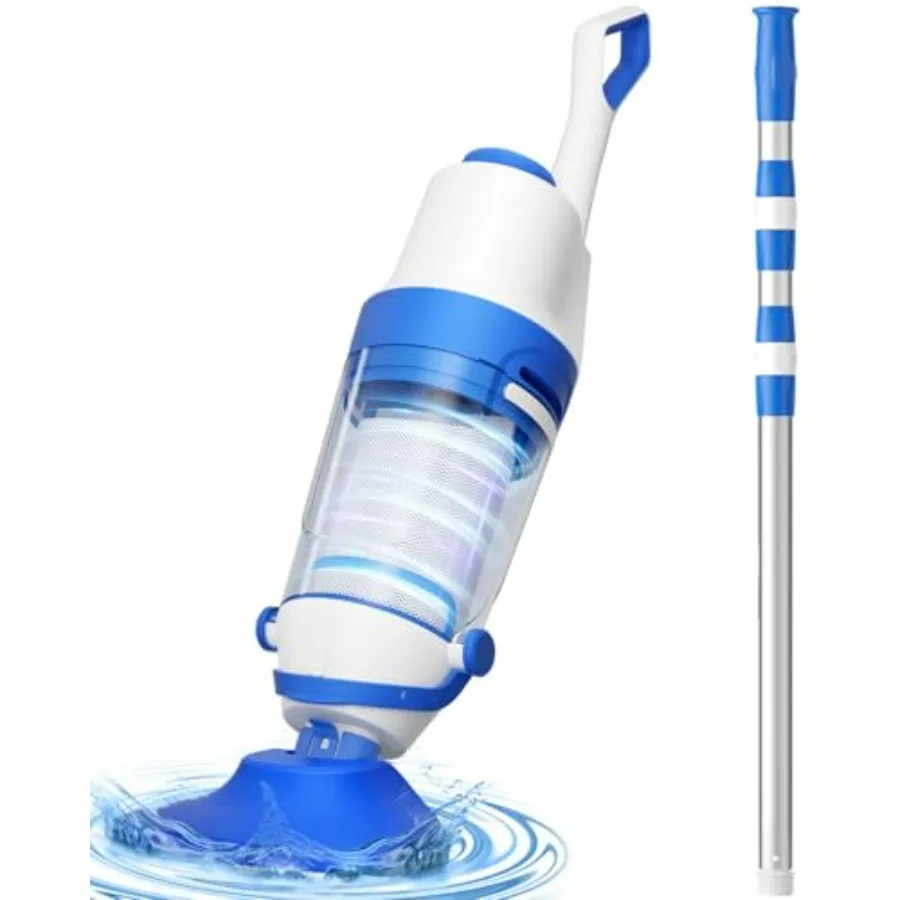 

Above Ground Pool Vacuum: PVC/ABS, Blue, 1427 GPH suction, telescopic pole to 90.7, cordless, 1H runtime, extra-large filter fo