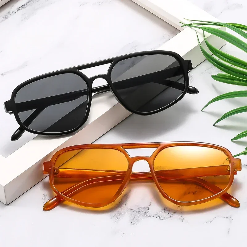 Retro Double Bridge Sunglasses for Women and Men UV Protection